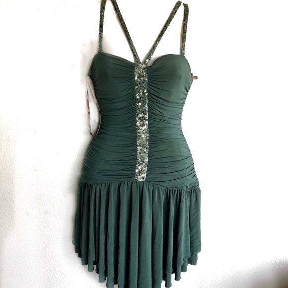 BCBG ruched sequined fit & flare cocktail dress S - Picture 3 of 14